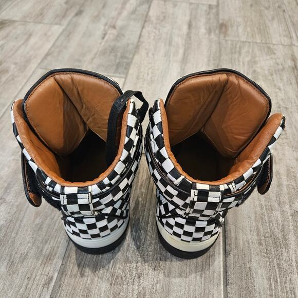 Givenchy Tyson High Top Sneakers Womens Size 37 US 6.5 Checkered Leather Bold - Picture 8 of 16